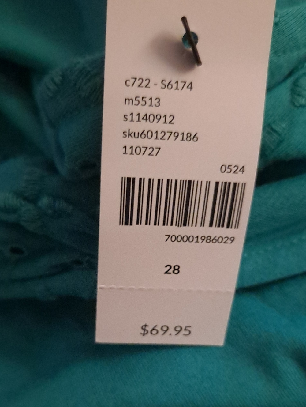 Lane Bryant  Teal V-Neck Sleeveless Eyelet Dress Sz 28 NWT - Picture 7 of 7
